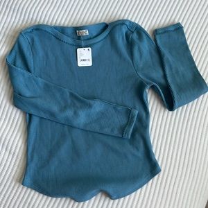 Free People thermal/ waffle shirt